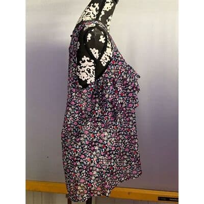 Express Floral Ruffled Tank Top Women's Size Large Multicolor Sleeveless - Thumbnail 3