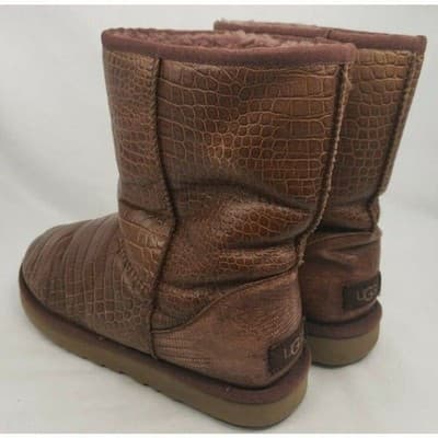 Ugg Australia Women's Classic Short Leather Embossed Croco Boots Size 8 1012900 - Thumbnail 6