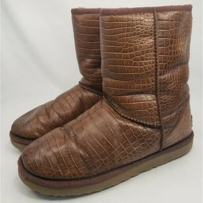 Ugg Australia Women's Classic Short Leather Embossed Croco Boots Size 8 1012900 - Thumbnail 5