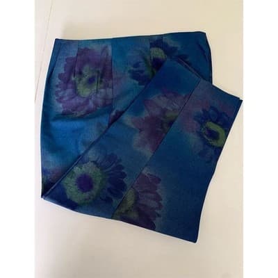 Talbots Women's M Blue Floral Vintage Streetwear Pants 32" Inseam - Thumbnail 2