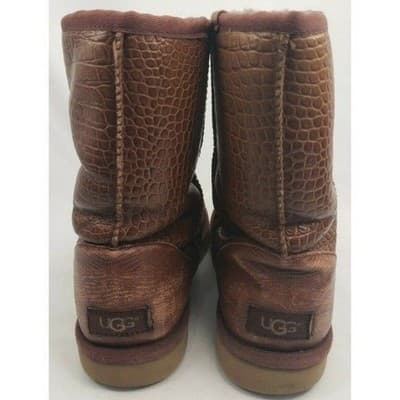 Ugg Australia Women's Classic Short Leather Embossed Croco Boots Size 8 1012900 - Thumbnail 9