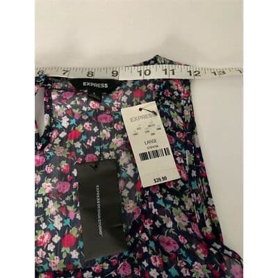 Express Floral Ruffled Tank Top Women's Size Large Multicolor Sleeveless - Thumbnail 8