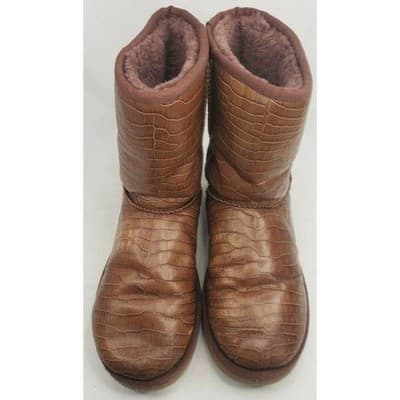 Ugg Australia Women's Classic Short Leather Embossed Croco Boots Size 8 1012900 - Thumbnail 8
