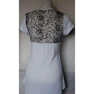 LA TEEZ DOWNTOWN Womens White Tiger Face Rhinestone Lace Back T Shirt M - Thumbnail 8