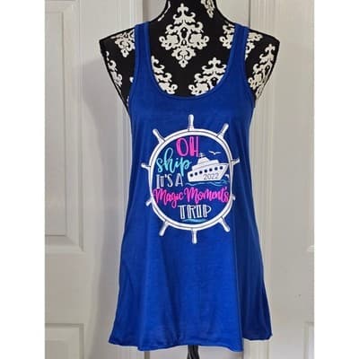 Bella Canvas Royal Blue Womens Cruise Graphic Tank Top L Magic Moments Trip - Thumbnail 8