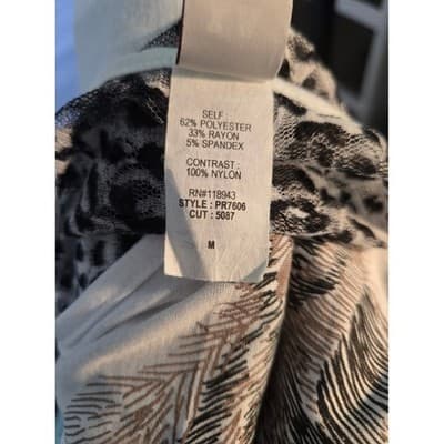 LA TEEZ DOWNTOWN Womens White Tiger Face Rhinestone Lace Back T Shirt M - Thumbnail 5