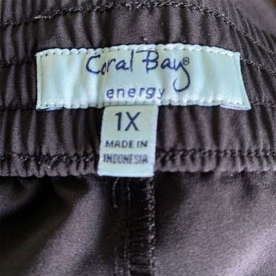 LOT OF 2 Coral Bay Energy Men's 1X Black Athletic Shorts Elastic Waist Casual - Thumbnail 2