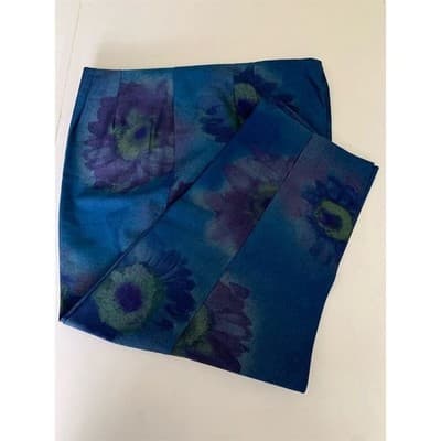 Talbots Women's M Blue Floral Vintage Streetwear Pants 32" Inseam - Thumbnail 5