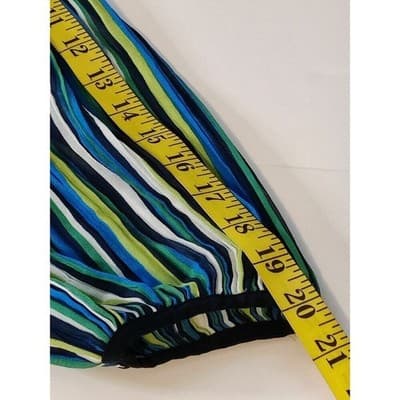 Ruby Rd Striped Sheer Blouse Tunic Long Sleeve Women's Size L Blue Green - Thumbnail 8