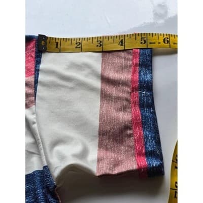 Womens Striped V Neck T Shirt Red Blue White Casual Top Size S - Thumbnail 6