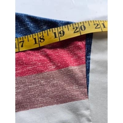 Womens Striped V Neck T Shirt Red Blue White Casual Top Size S - Thumbnail 8