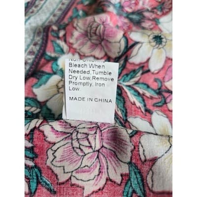 SHEIN Floral Print Wrap Dress Midi Short Sleeve Boho - Thumbnail 3