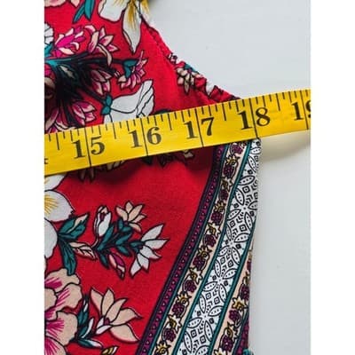 SHEIN Floral Print Wrap Dress Midi Short Sleeve Boho - Thumbnail 9