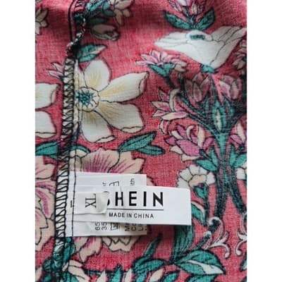 SHEIN Floral Print Wrap Dress Midi Short Sleeve Boho - Thumbnail 5