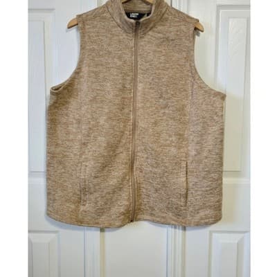 Mens Zip Up Sweater Marled Tan Beige Knit Casual Comfort Size M - Image 1