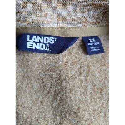 Mens Zip Up Sweater Marled Tan Beige Knit Casual Comfort Size M - Thumbnail 3