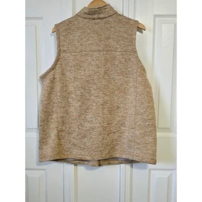 Mens Zip Up Sweater Marled Tan Beige Knit Casual Comfort Size M - Thumbnail 2