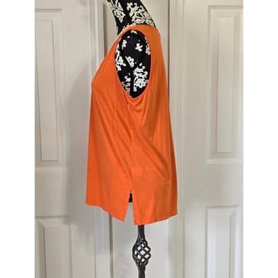 Liz Claiborne Orange Rayon Polyester Blend Top Women's Size L - Thumbnail 8