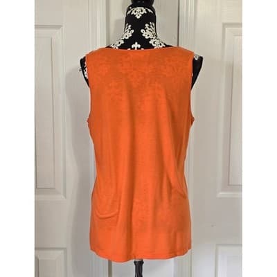 Liz Claiborne Orange Rayon Polyester Blend Top Women's Size L - Thumbnail 2