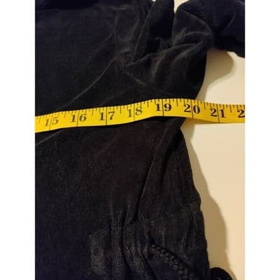 Raviya Womens Velvet Hoodie Dress V-Neck Black 3/4 Sleeve Cotton Size Large - Thumbnail 8