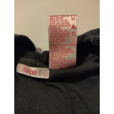 Raviya Womens Velvet Hoodie Dress V-Neck Black 3/4 Sleeve Cotton Size Large - Thumbnail 6