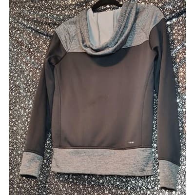 Adidas Climawarm Hoodie Womens XS Black Grey Neon Green Pullover Thumbholes - Thumbnail 2