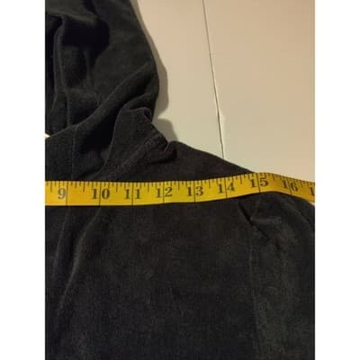 Raviya Womens Velvet Hoodie Dress V-Neck Black 3/4 Sleeve Cotton Size Large - Thumbnail 7