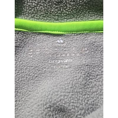 Adidas Climawarm Hoodie Womens XS Black Grey Neon Green Pullover Thumbholes - Thumbnail 3