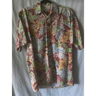 Pierre Cardin Mens Hawaiian Short Sleeve Button Shirt Floral 100% Cotton Size M - Thumbnail 3