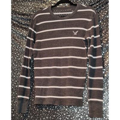 American Eagle Mens Vintage Fit Shirt Striped Long Sleeve T-Shirt Size XS - Image 1