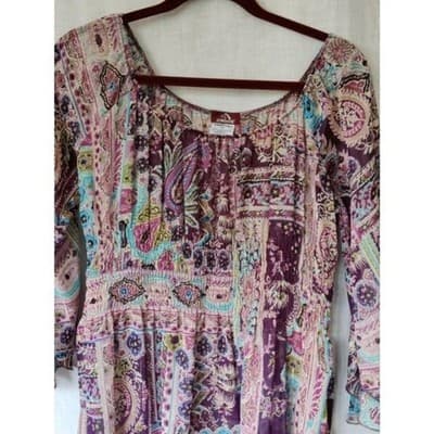 Jordache Juniors Top Blouse Sheer Pullover Bell 3/4 Sleeve Round Neck XL - Thumbnail 2