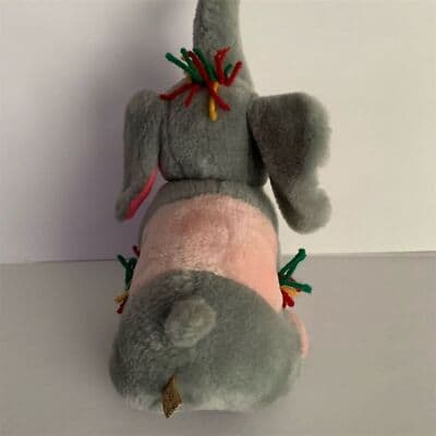 Vintage Bailey's Toy Elephant Stuffed Animal Gray Pink Plastic Eyes Yarn Small - Thumbnail 4