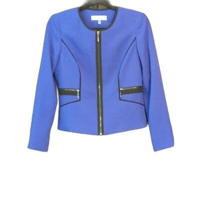 New Kasper Womens Full Zip Jacket Long Sleeve Celeste/Black Size 4P - Image 1