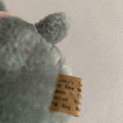 Vintage Bailey's Toy Elephant Stuffed Animal Gray Pink Plastic Eyes Yarn Small - Thumbnail 5