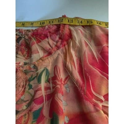 Live and Let Live Women Short Sleeve Blouse Top Orange & Yellow Floral Sz M - Thumbnail 9