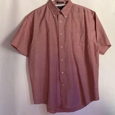 Arrow Classic Fit Beige Easy Care Casual Button Down Shirt Men Size L Oxford - Thumbnail 4