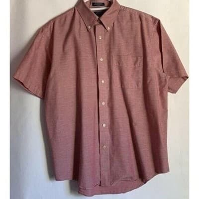 Arrow Classic Fit Beige Easy Care Casual Button Down Shirt Men Size L Oxford - Thumbnail 3