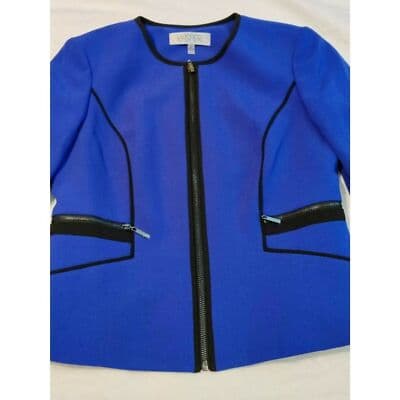 New Kasper Womens Full Zip Jacket Long Sleeve Celeste/Black Size 4P - Thumbnail 4