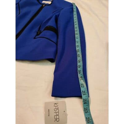 New Kasper Womens Full Zip Jacket Long Sleeve Celeste/Black Size 4P - Thumbnail 8