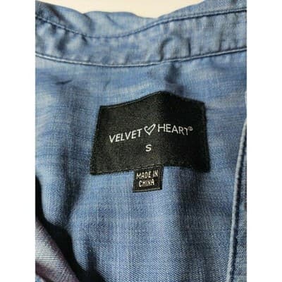 Velvet Heart Womens Tencel Shirt Roll Tap Sleeve V-Neck Collared Blue Size Small - Thumbnail 5