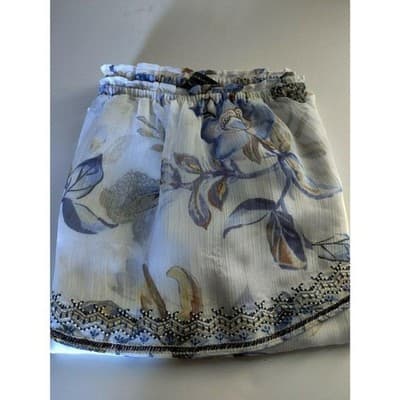 White House Black Market Off The Shoulder Blue White Floral Embroidered Top Sz S - Thumbnail 11