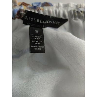 White House Black Market Off The Shoulder Blue White Floral Embroidered Top Sz S - Thumbnail 8