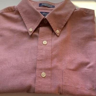 Arrow Classic Fit Beige Easy Care Casual Button Down Shirt Men Size L Oxford - Image 1
