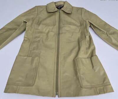 Company Ellen Tracy Womens Sz 8 Leather Jacket Field Coat Style Fully Lined - Thumbnail 4