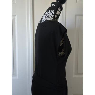 Women XS Cache Black Ruched Detail Cap Sleeve Elegant Chic Top - Thumbnail 9