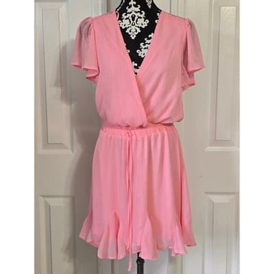 Women Mi Ami Pink Polyester Midi Dress Style 26W15709ZD Size M - Thumbnail 9