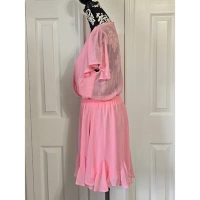 Women Mi Ami Pink Polyester Midi Dress Style 26W15709ZD Size M - Thumbnail 8