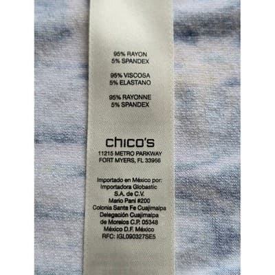 Womens Chico Blue White Abstract Print Knit Shirt size 1 - Thumbnail 3