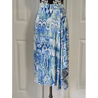 Womens Chico Blue White Abstract Print Knit Shirt size 1 - Thumbnail 9