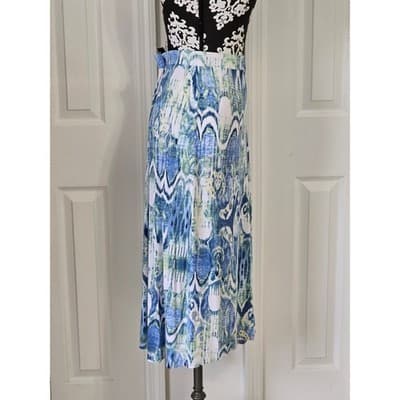 Womens Chico Blue White Abstract Print Knit Shirt size 1 - Thumbnail 7